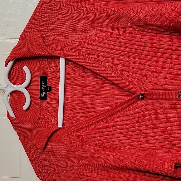 lily morgan Orange Ribbed Cardigan US S NWOT - Picture 2 of 12